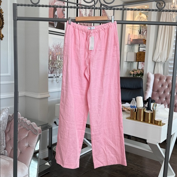 NWT Mango Soft Pink Linen Trousers SIZE M - Picture 2 of 11